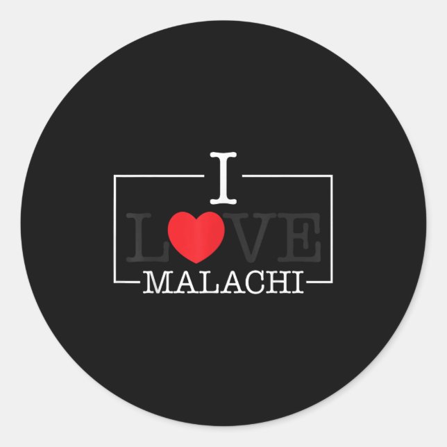 I Liebe Malachi Herzfamilie Name Malachi Groovy Runder Aufkleber (Vorderseite)