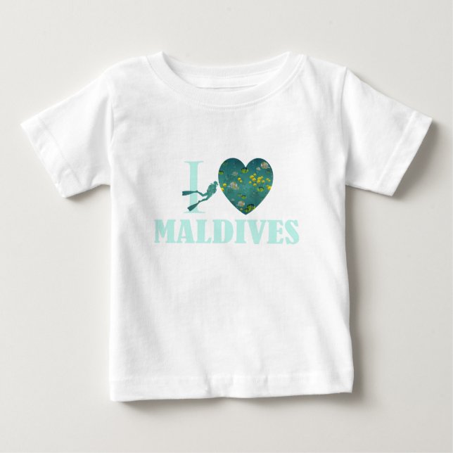 I Liebe Malediven Baby T-shirt (Vorderseite)