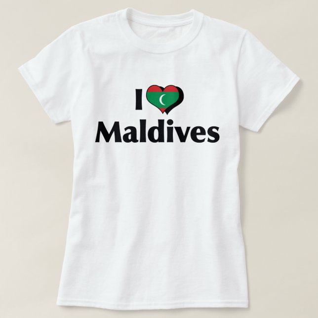 I Liebe Malediven-Flagge T-Shirt (Design vorne)