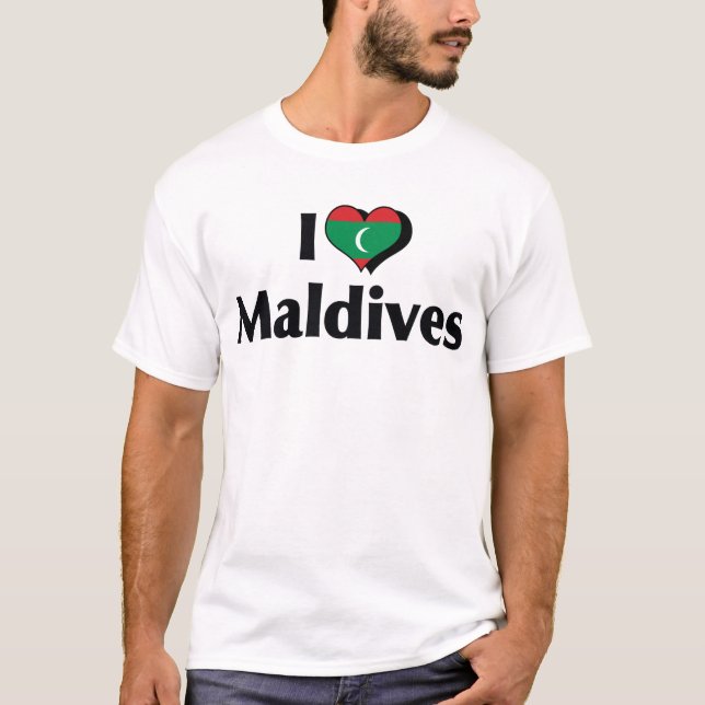 I Liebe Malediven-Flagge T-Shirt (Vorderseite)