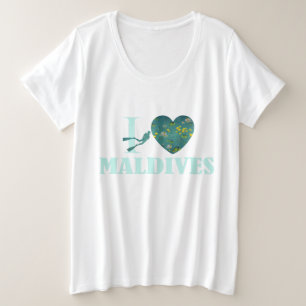 I Liebe Malediven Große Größe T-Shirt