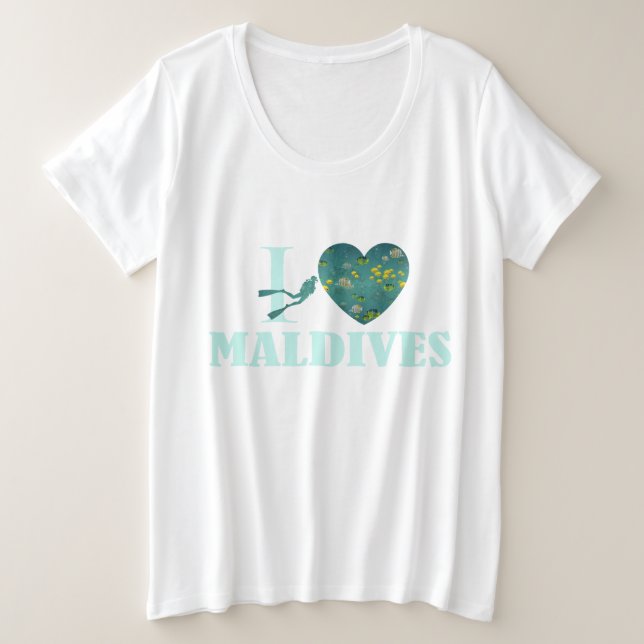 I Liebe Malediven Große Größe T-Shirt (Design vorne)
