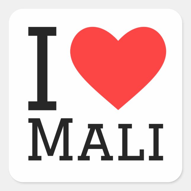 I Liebe Mali Quadratischer Aufkleber (Vorderseite)