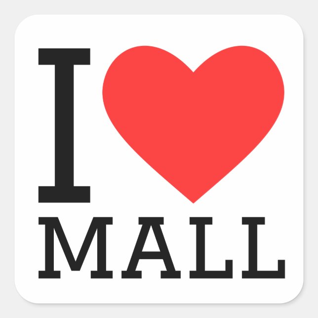 I Liebe Mall Quadratischer Aufkleber (Vorderseite)