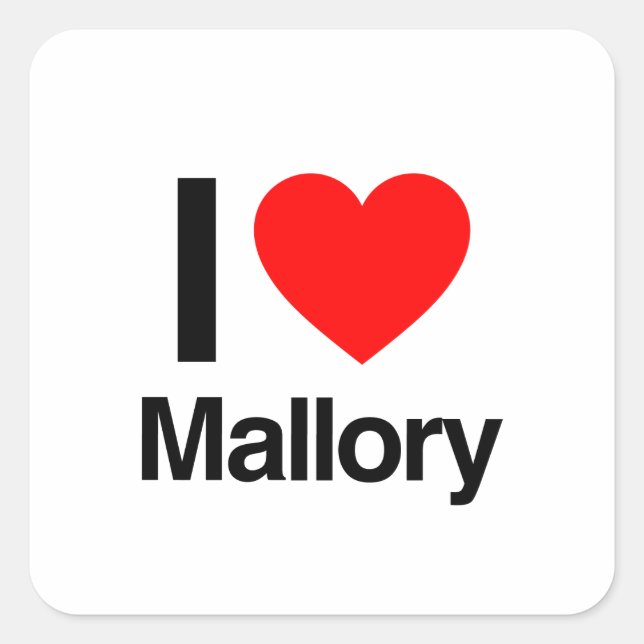 i Liebe mallory Quadratischer Aufkleber (Vorderseite)