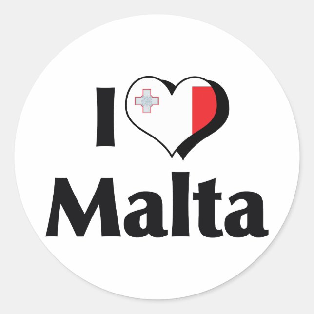 I Liebe Maltaflagge Runder Aufkleber (Vorderseite)