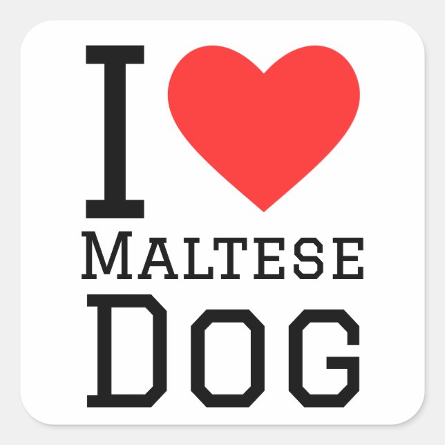 I Liebe maltesischer Hund Quadratischer Aufkleber (Vorderseite)