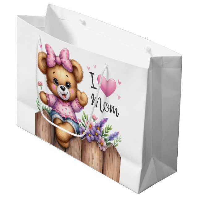 I Liebe Mama Bear Große Geschenktüte (Vorderseite Schrägansicht)