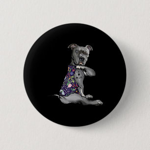 I Liebe Mama Funny Pitbull Hund Tattoo Blume Mütte Button