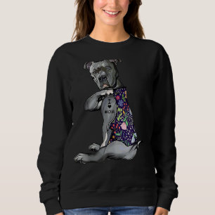 I Liebe Mama Pitbull Hund Tattoo Blume Muttertag Sweatshirt