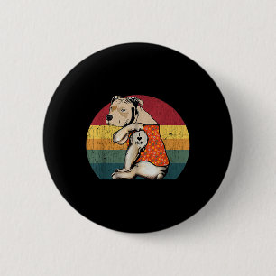 I Liebe Mama Pitbull Hund Tattoo Blume Vintag Moth Button