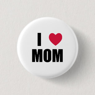 I Liebe Mama - Rotes Herz - Schwarzer Text Button