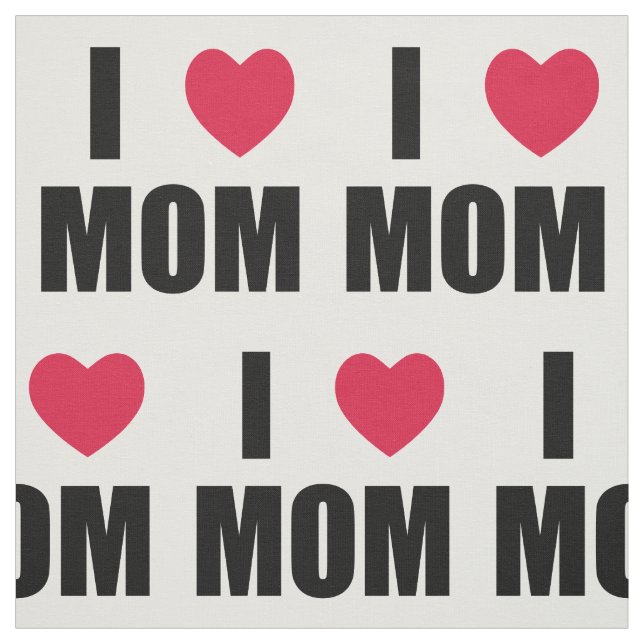 I Liebe Mama - Rotes Herz - Schwarzer Text Stoff (Muster)