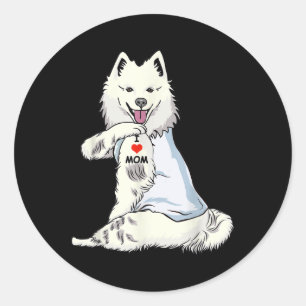 I Liebe Mama Tattoo American Eskimo Mama Dog Lover Runder Aufkleber
