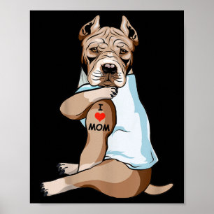 I Liebe Mama Tattoo American Pit Bull Mama Dog Lov Poster