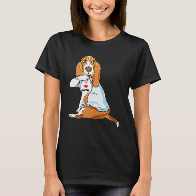 I Liebe Mama Tattoo Basset Hound Mama Hund Lover F T-Shirt (Vorderseite)