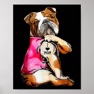 I Liebe Mama Tattoo Bulldog Hund Lover Frauengesch Poster