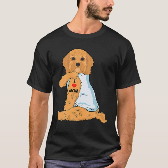 I Liebe Mama Tattoo Cavoodle Mama Hund Lover Fraue T-Shirt (Vorderseite)