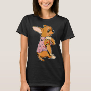 I Liebe Mama Tattoo Chihuahua Dog Blume T-Shirt