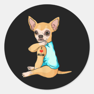 I Liebe Mama Tattoo Chihuahua Mama Hund Lover Frau Runder Aufkleber