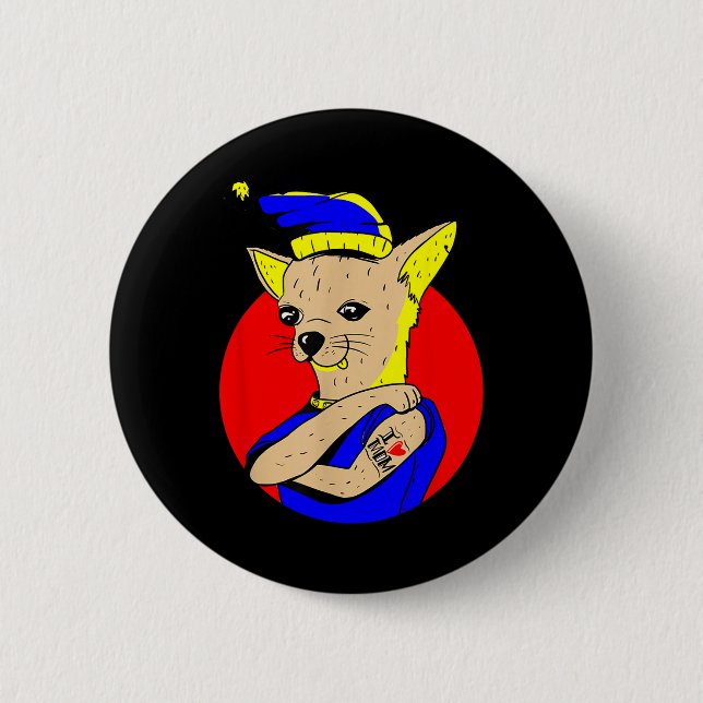 I Liebe Mama Tattoo Chihuahua Mama Niedlich Mütter Button (Vorderseite)