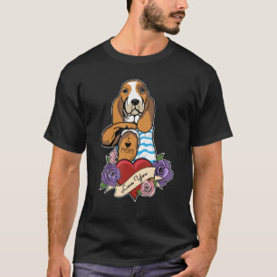 I Liebe Mama Tattoo Design I Funny Basset Hound Ma T-Shirt