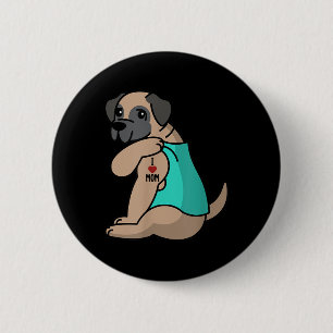 I Liebe Mama Tattoo English Mastiff Mutter Hund Button