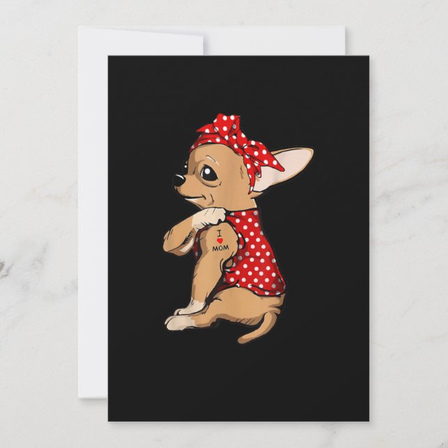 I Liebe Mama Tattoo Funny Chihuahua Hund Trageband Ankündigung (Vorderseite)