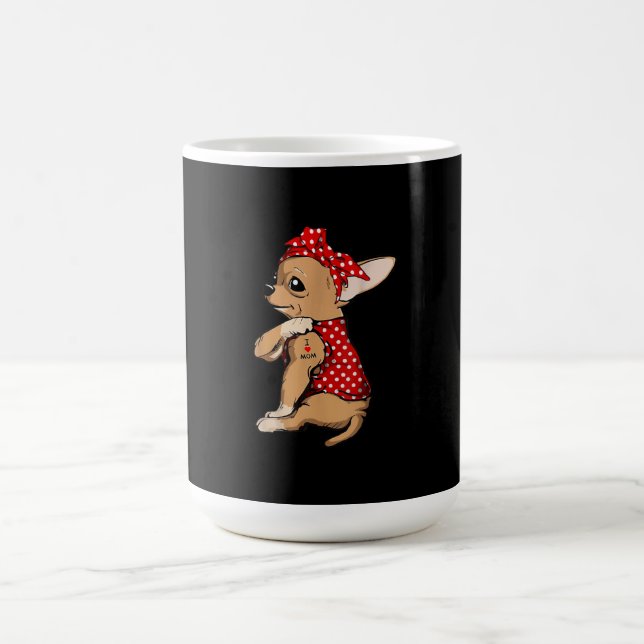 I Liebe Mama Tattoo Funny Chihuahua Hund Trageband Kaffeetasse (Mittel)