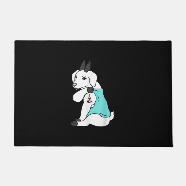 I Liebe Mama Tattoo Goat Funny Mors Day Haustier Fußmatte (Vorderseite)