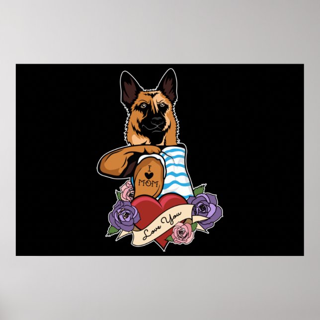 I Liebe Mama Tattoo I German Shepherd Mama Poster (Vorne)
