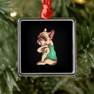 I Liebe Mama Tattoo Lover Funny French Bulldog Ges Ornament Aus Metall