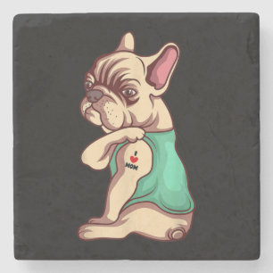 I Liebe Mama Tattoo Lover Funny French Bulldog Ges Steinuntersetzer