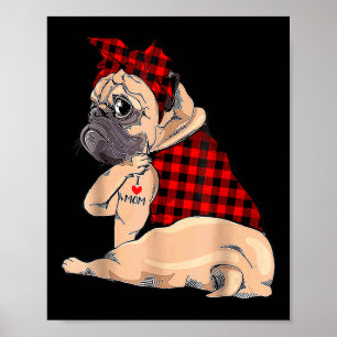 I Liebe Mama Tattoo Mops Dog Liebhaber Bandana Müt Poster