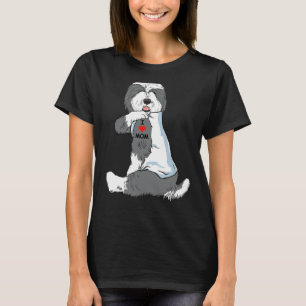 I Liebe Mama Tattoo Old English Sheepdog Mama Hund T-Shirt