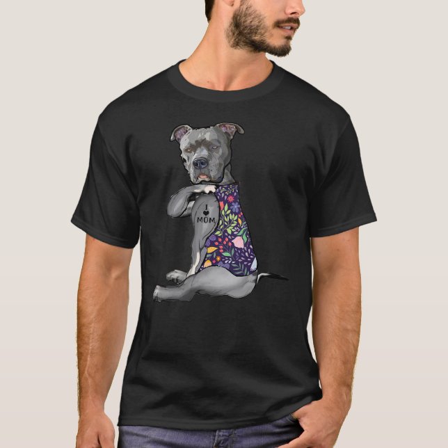 I Liebe Mama Tattoo Pitbull Hund Lover Women Pitbu T-Shirt (Vorderseite)