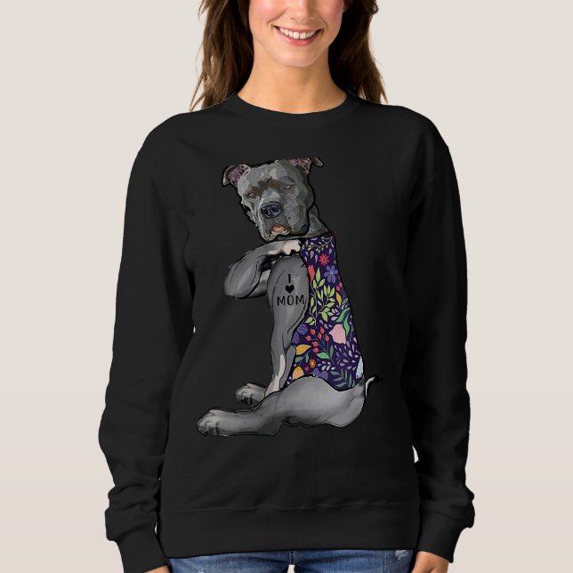 I Liebe Mama Tattoo Pitbull Mama Hunde Frauen 1 Sweatshirt (Vorderseite)