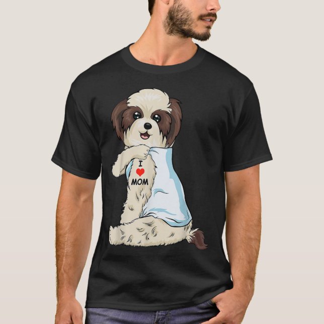 I Liebe Mama Tattoo Shih Tzu Mama Hund Lover Fraue T-Shirt (Vorderseite)