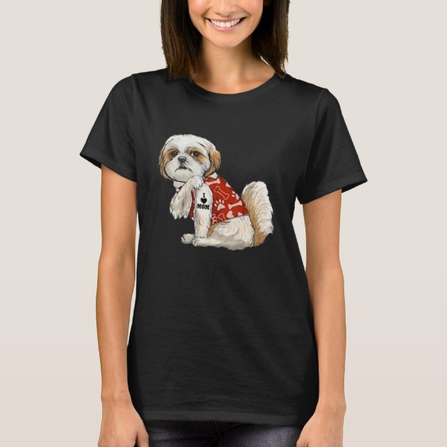 I Liebe Mama Tattoo Shih Tzu Mama Sonniger Muttert T-Shirt (Vorderseite)