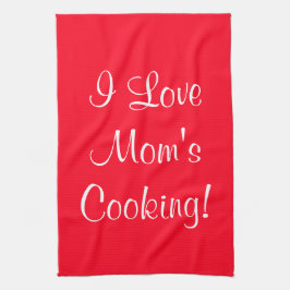 I Liebe Mamas (Name) Rotes Weiß kochen Handtuch
