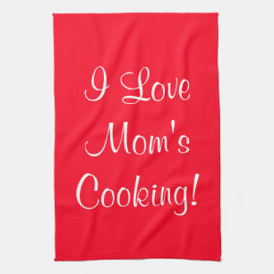 I Liebe Mamas (Name) Rotes Weiß kochen Handtuch