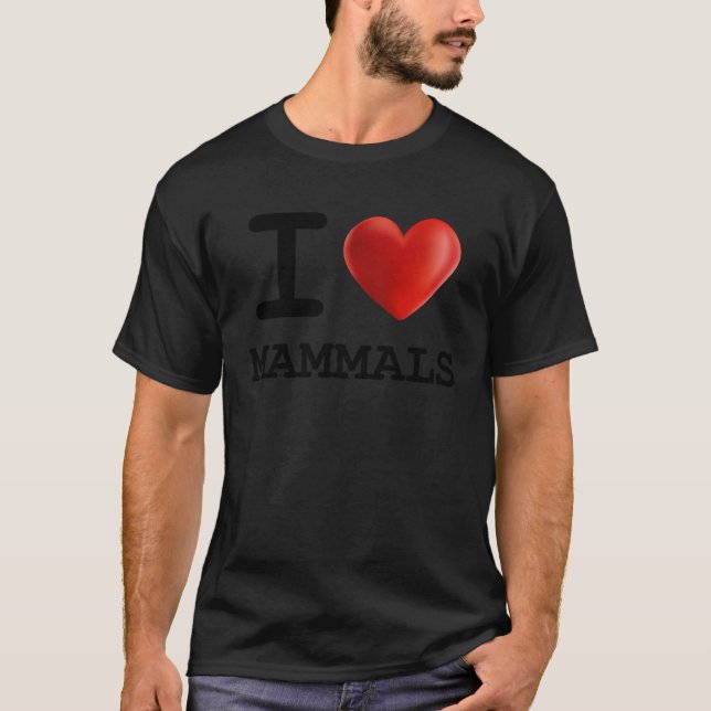 I Liebe MAMMALS Tierherz T-Shirt (Vorderseite)
