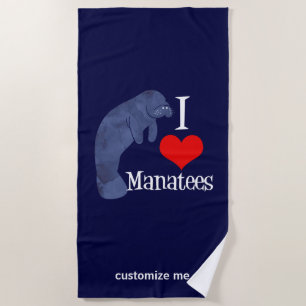 I Liebe Manatees Strandtuch