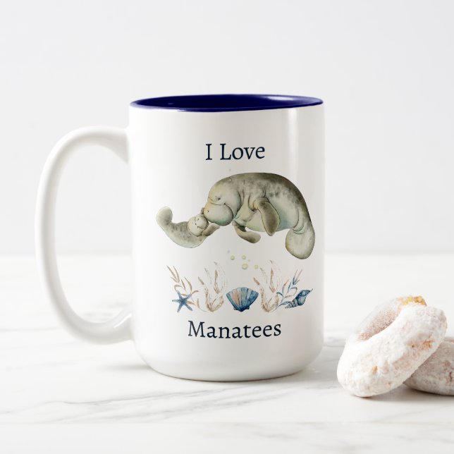 I Liebe Manatees Tasse (Mit Donut)