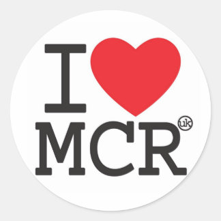 I Liebe Manchester Runder Aufkleber