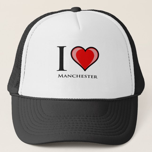 I Liebe Manchester Truckerkappe (Vorderseite)