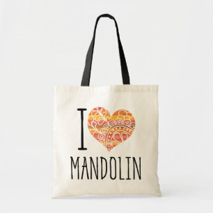 I Liebe Mandolin Orange Mandala Herz Tragetasche