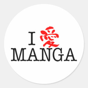 I Liebe Manga Runder Aufkleber