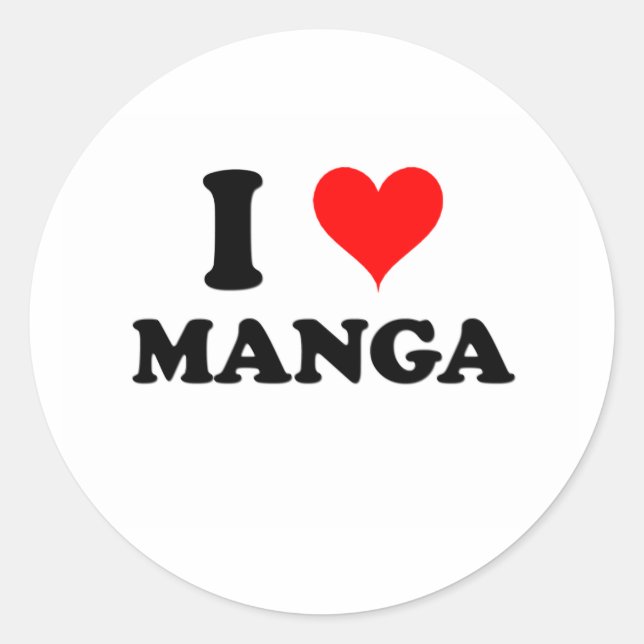 I Liebe Manga Runder Aufkleber (Vorderseite)