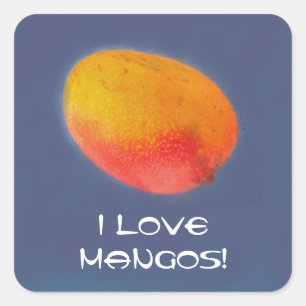 I Liebe-Mangos Quadratischer Aufkleber